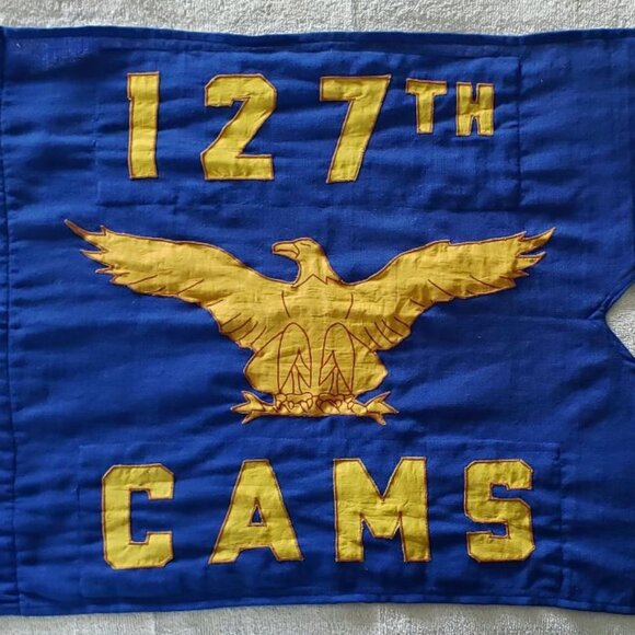 VINTAGE US AIR FORCE GUIDON 127TH CAMS DEFENCE PERSONAL SUPPORT CENTE #7166-73 - Picture 1 of 9